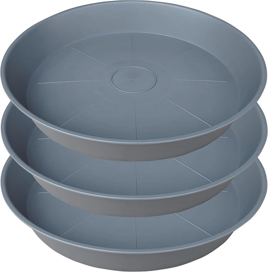 3 Pack of 20 22 inch Plant Saucer (19.2 Inch Base), 3.6" Depth Tray, Large Deep Garden Plastic Flower Planter Plant Trays for Indoors Outdoor Bath Bath (22", Gray)