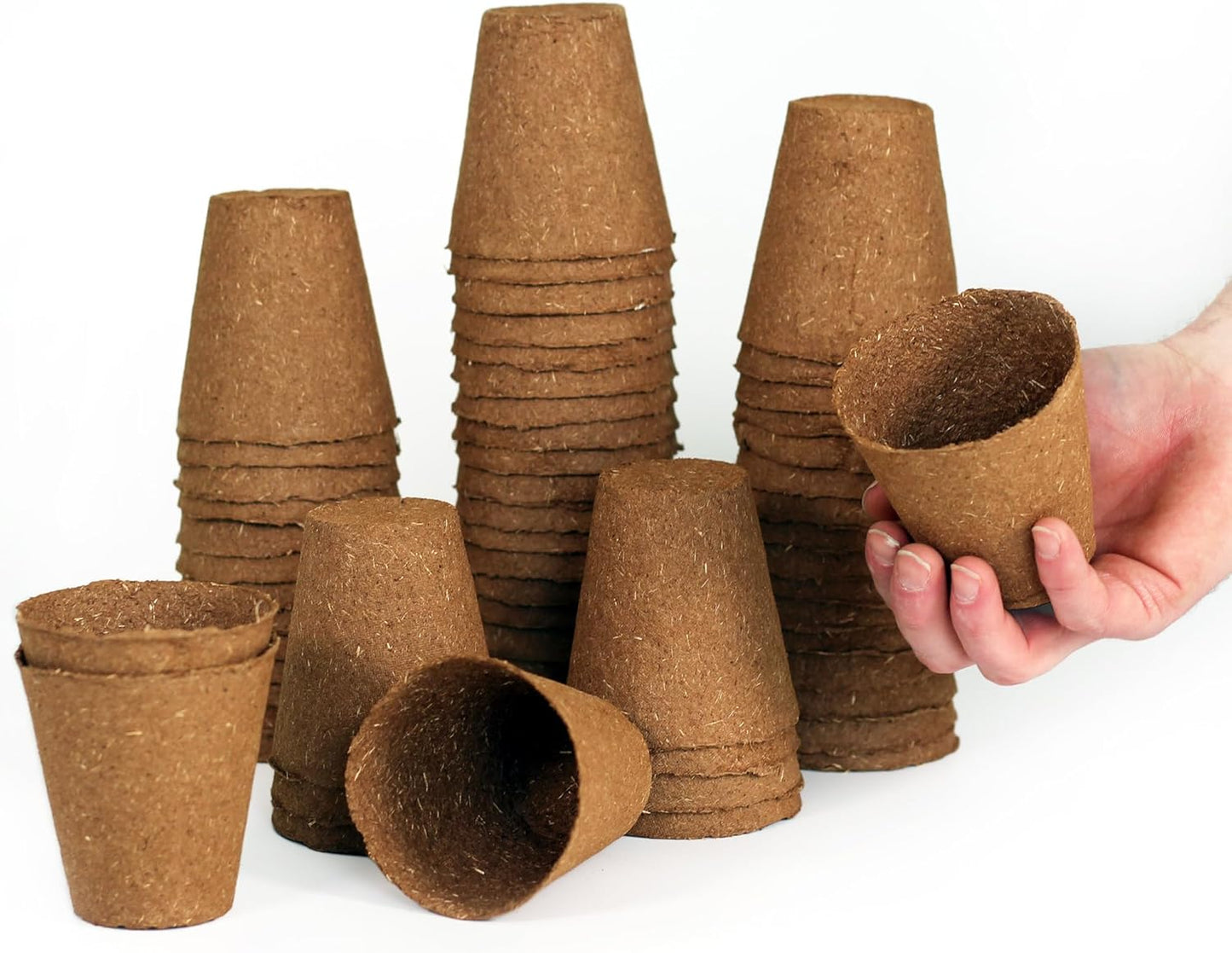 Daniel's Plants 3" Naked Pots | Natural Plantable Seed Starter Pots | OMRI-Listed Biodegradable for Seedlings | Enhanced Drainage & Aeration | Earth Friendly - Peat Free (60, 3" Round)