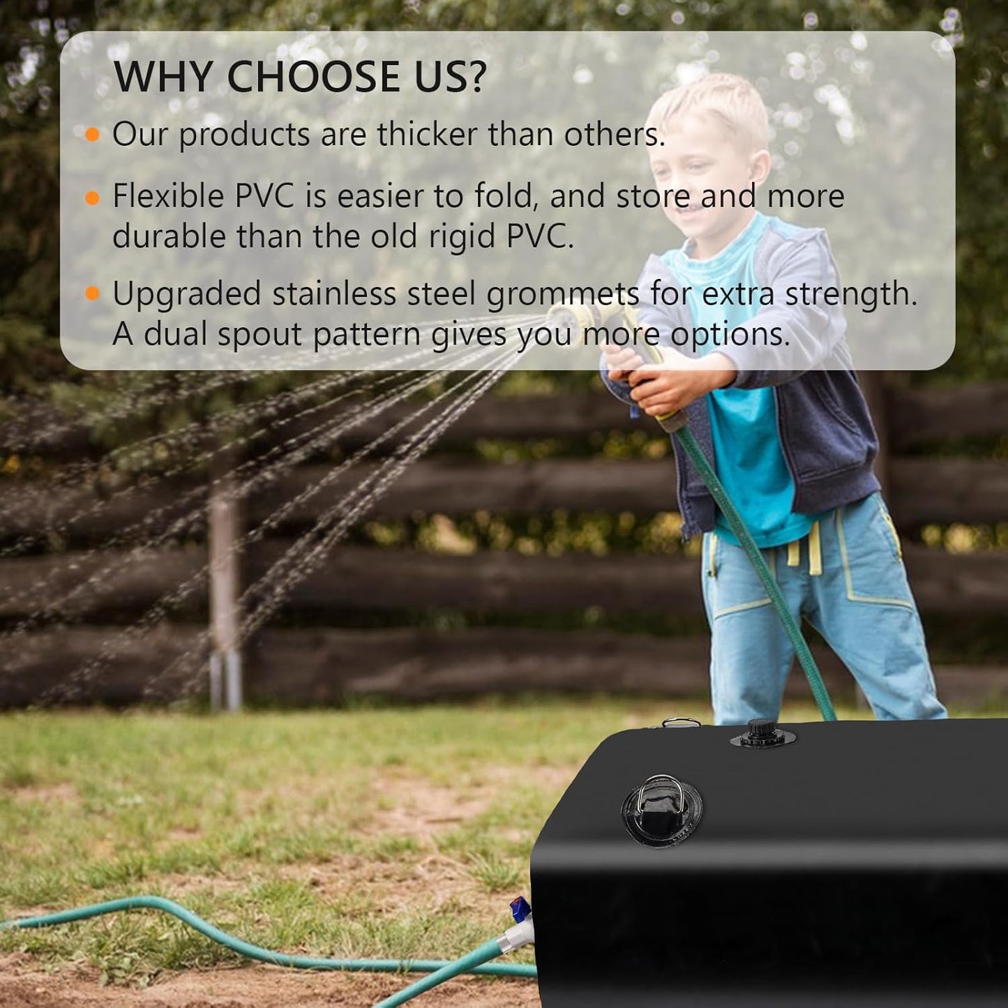 Water Storage Bladder, Water Tank, 150 Gallon Foldable Portable Water Storage, Large Water Storage Containers with 3/4" PVC Spigot Kit for Camping, Garden, Emergency Water Storage