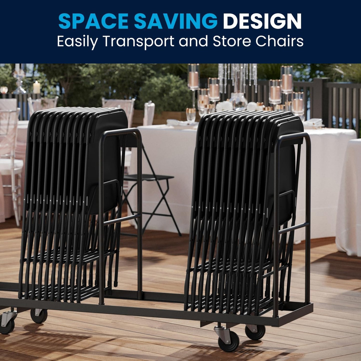 Flash Furniture Hercules Series Plastic Folding Chairs for Parties and Weddings, Stackable Commercial Event Seats with 650-lb. Static Weight Capacity, Set of 2, Black