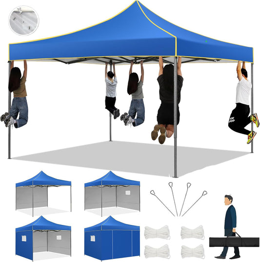 COBIZI 10x10 Heavy Duty Pop up Canopy with 4 Removable Sidewalls, Canopy Tent with Portable Bag, Ez Pop up Tent Commercial Gazebo Waterproof Sunshade for All Weather Party Camp Stall Patio