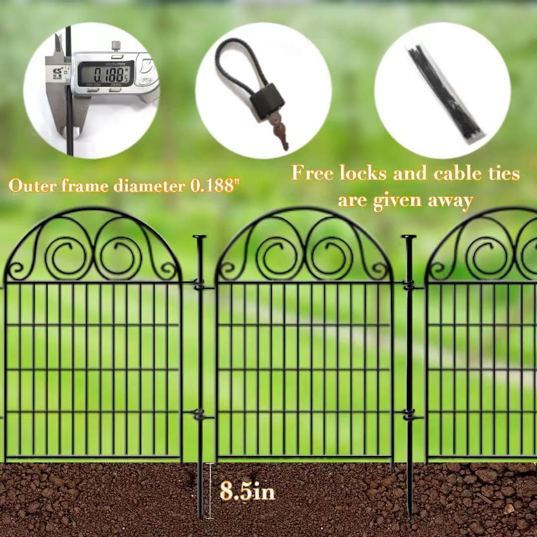 Tall Garden Animal Barrier Fencing with Gate, 40 Inch(H) 20 Panels Total Length 43.7 Ft Outdoor Dog Fence, Picket Fences, Reusable Decorative Fence for Garden │Patented