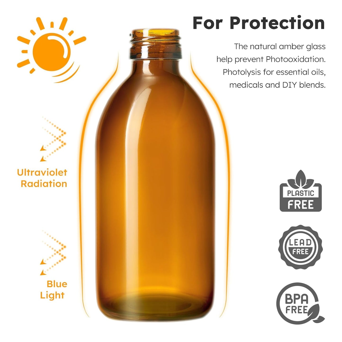 Tecohouse Glass Spray Bottle 8 oz, Clear Small Empty Refillable Sprayer Container with Labels, Funnel, Lids, Graduated Pipettes - Handheld Size