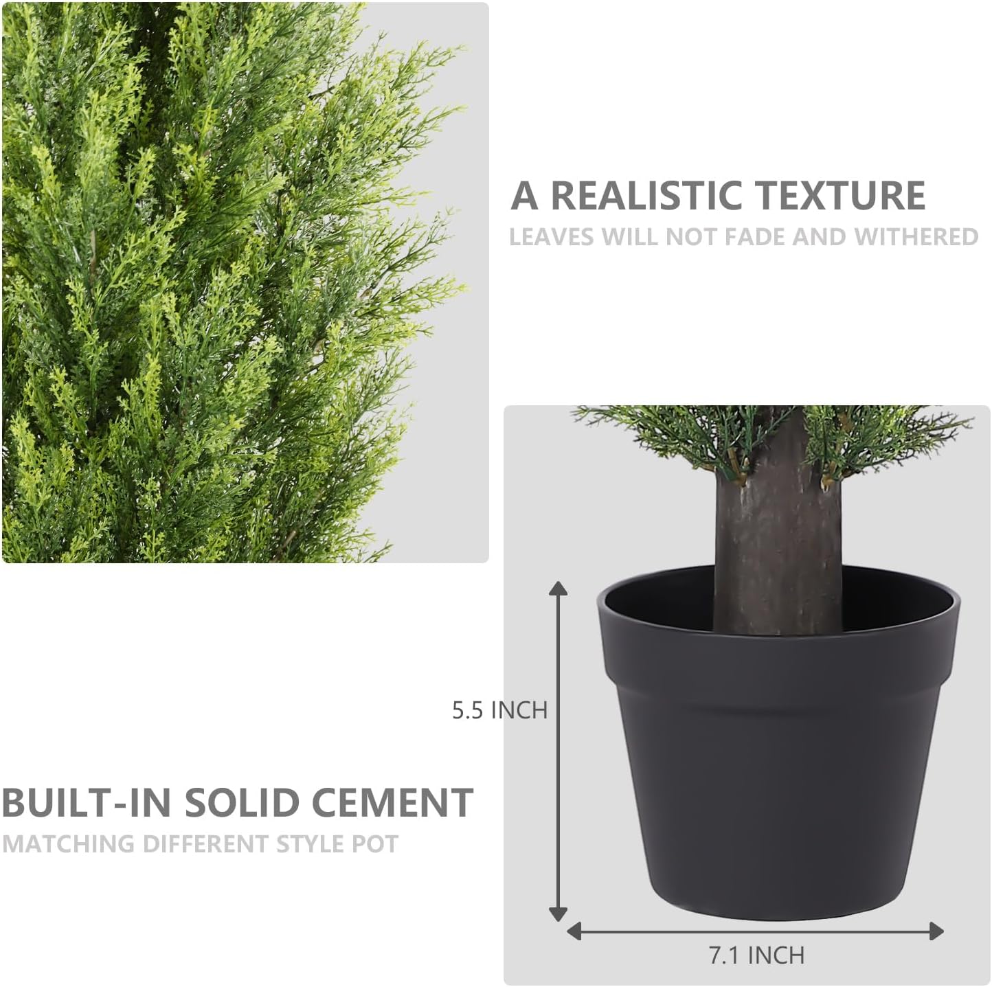 THE BLOOM TIMES 5ft Topiary Trees Artificial Outdoor – UV Resistant Faux Cedar Pine Cypress Bushes and Shrubs, Fake Potted Plants for Front Porch Outside Planter Patio Decor, Set of 2 (5 Foot)