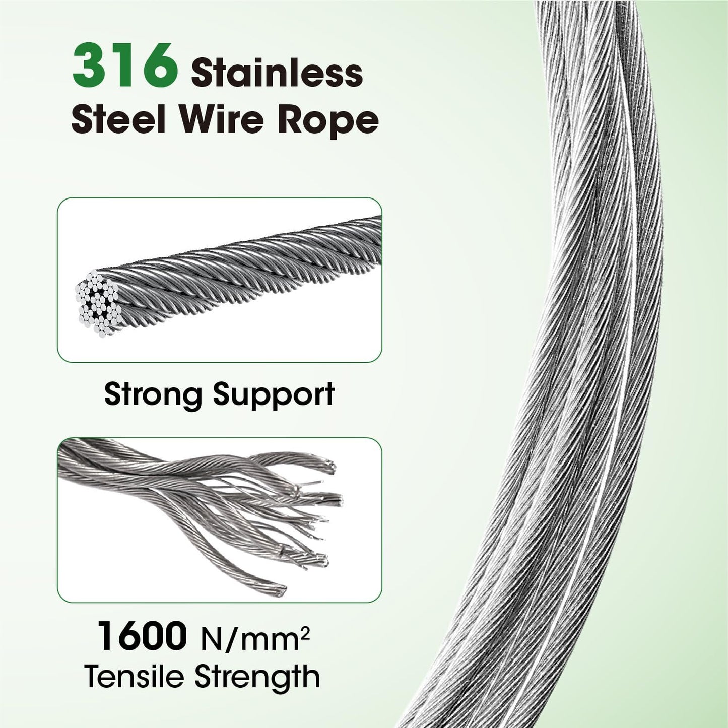 Stainless Steel Trellis Wire Kit for Climbing Plants - 20 Sets T316 Garden Wire Support System with 98Ft Cable, Outdoor Wall Mount Espalier Trellis Kit for Rose/Vine Training
