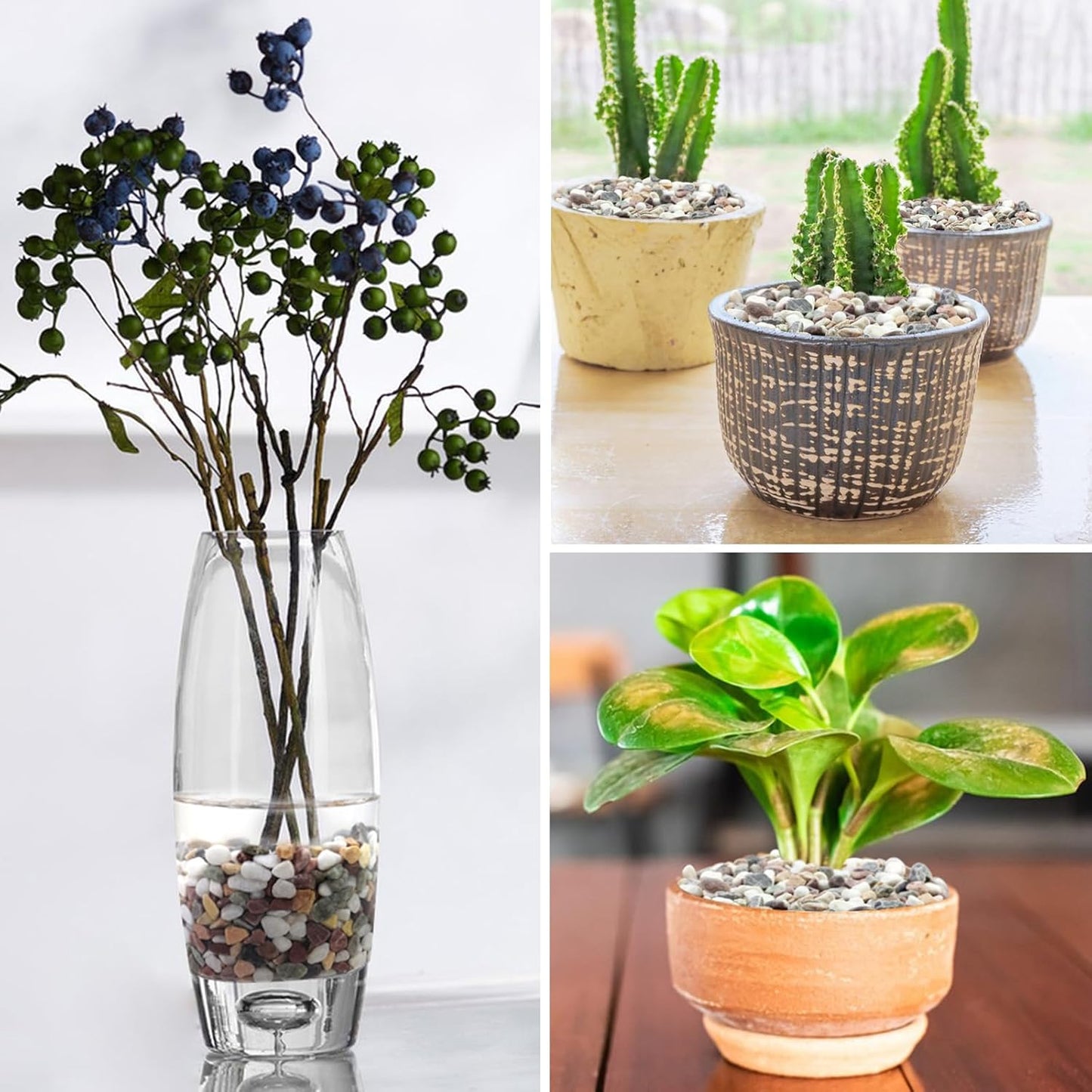 10lbs Mixed Color Pebbles for Landscaping, 3/8inch Small Rocks for Succulent Cactus Planters, Natural Polished Pebbles, River Rocks for Plants, Vases, Garden