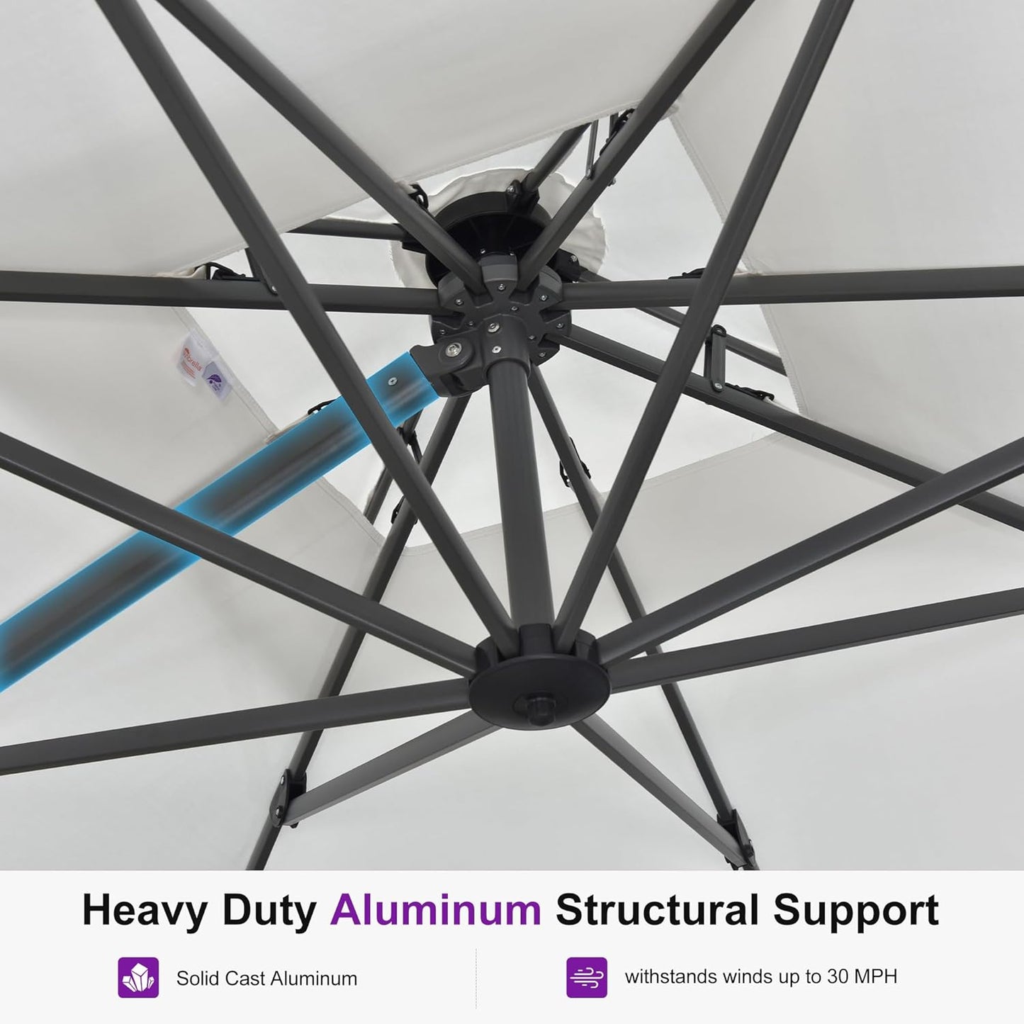 PURPLE LEAF Cantilever Umbrella 10' X 13' Outdoor Double Top Large Rectangle Heavy Duty 360° Rotation Offset Sun Shade Umbrella for Garden Patio Deck Pool Backyard Canvas Natural