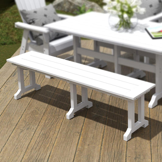 WestinTrends Malibu 65" Outdoor Dining Bench, All Weather Resistant Poly Lumber Patio Garden Bench Trestle Long Bench for Both Outdoor and Indoor, White