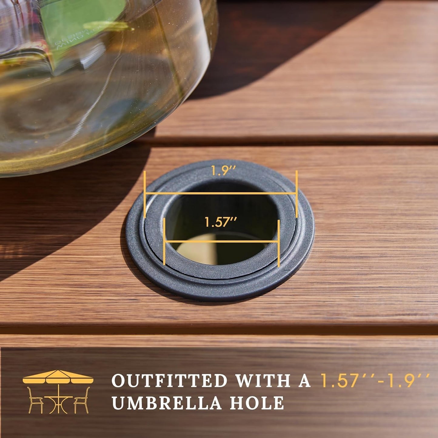 VICLLAX Patio Dining Set for 8, Outdoor Furniture Set Includes 53" Round Patio Table and 8 Patio Sling Chairs, Walnut Wood-Like Tabletop and Brown Fabric