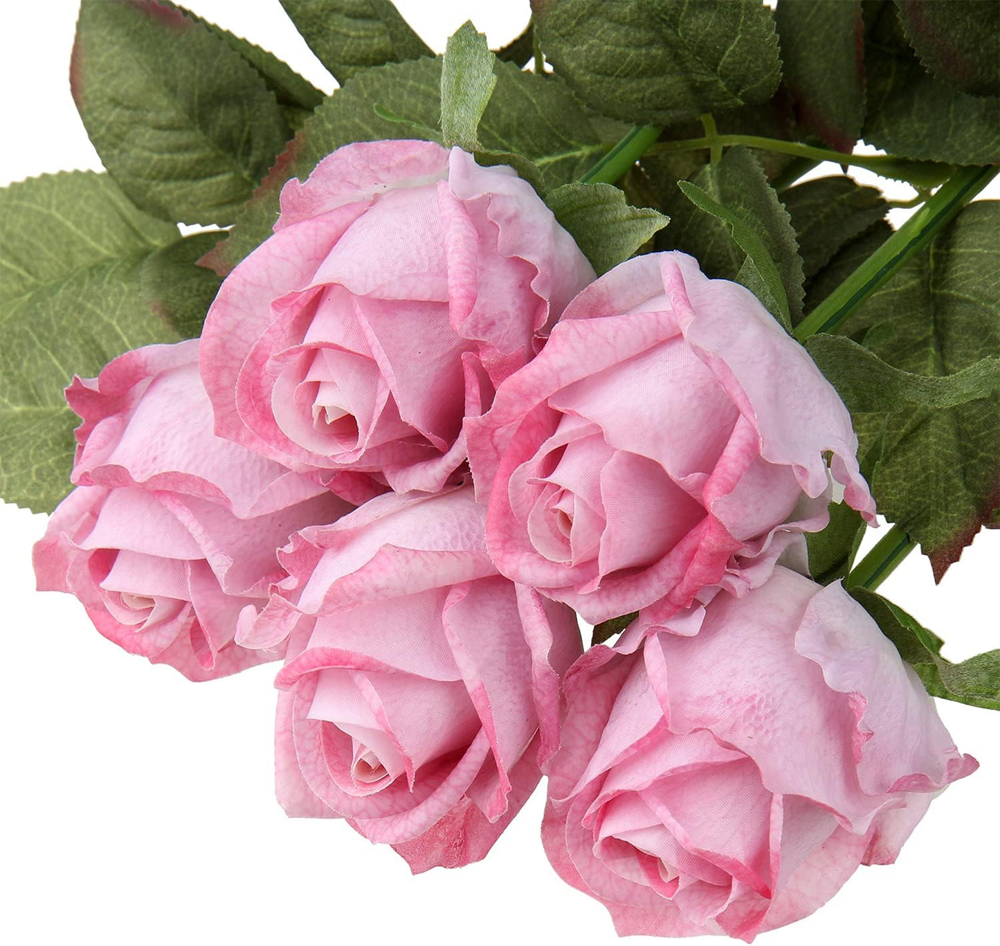 Artificial Realistic Roses Pink Flowers 24" Real Touch Silk Roses Bouquet Long Stems Rose Fake Roses Decor for Home Party Wedding Table Centerpieces Roses Realistic - 5 Pcs
