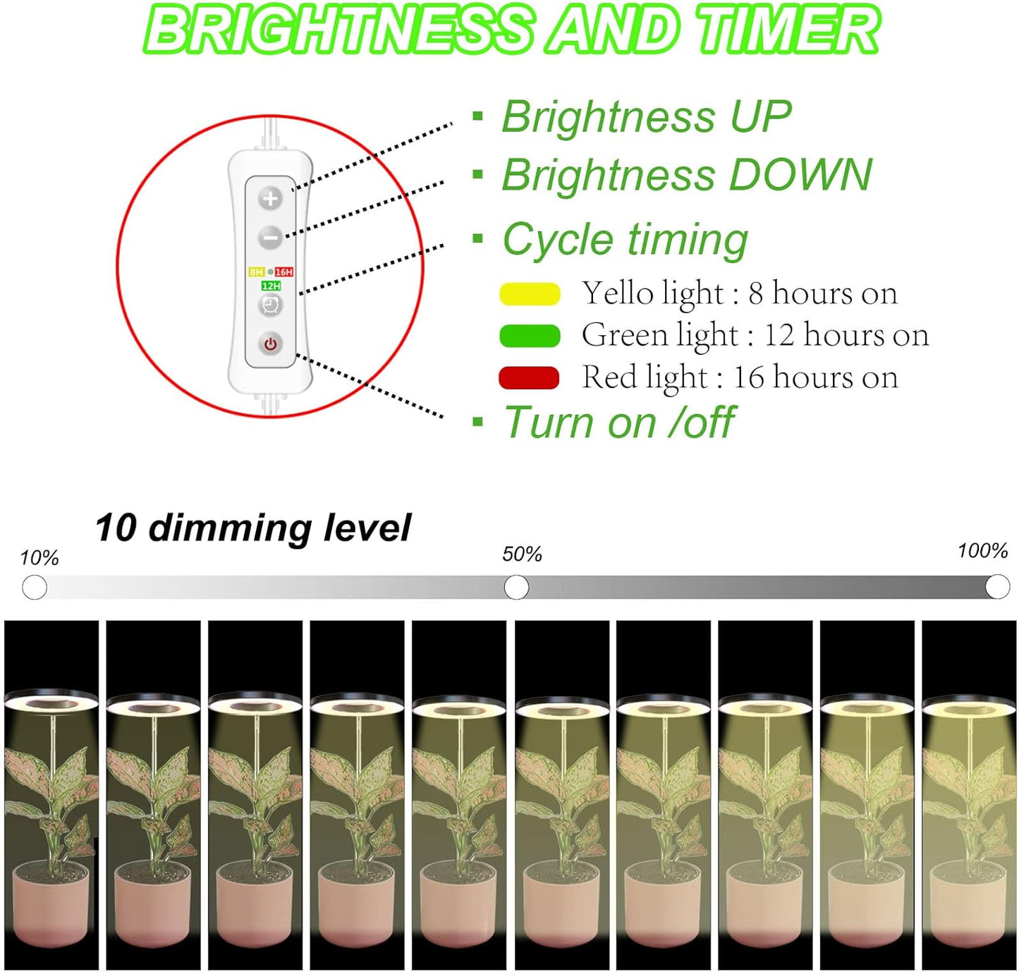 yadoker Plant Grow Light, LED Growing Light Full Spectrum for Indoor Plants,Height Adjustable, Automatic Timer, 5V Low Safe Voltage,Idea for Small Plant Light