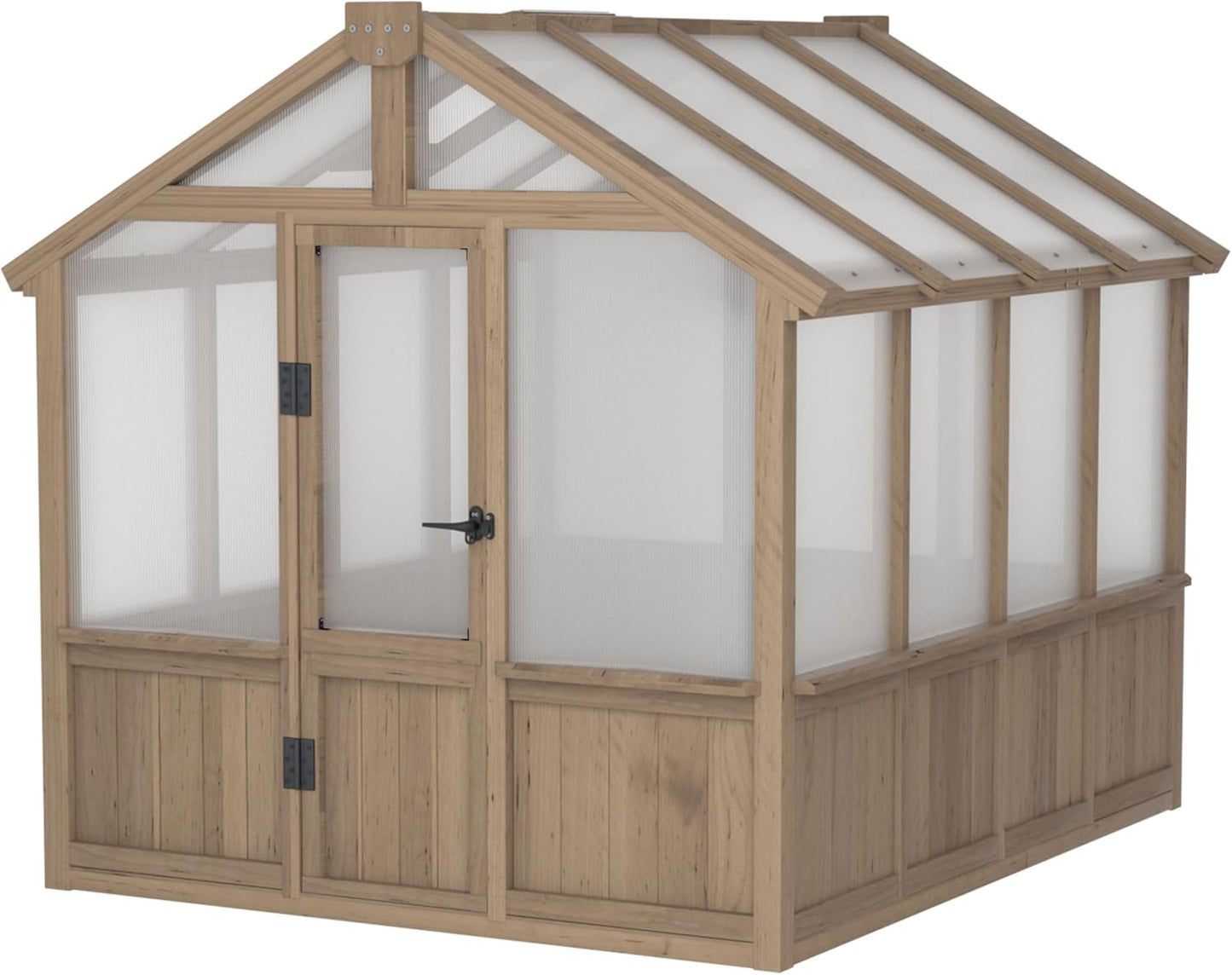 BlueWish 6x8FT Greenhouse, 6mm Polycarbonate Greenhouses with Cedar Frame, Wood Greenhouse with Adjustable Vent, Green House for Outside, Garden, Backyard