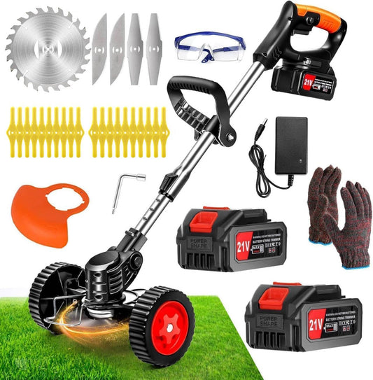 Cordless Weed Wacker Battery Powered Electric 21V 4.0Ah,Weed Wacker Battery Operated Grass Trimmer/Brush Cutter/String Trimmer/Lawn Edger, Weeder Tool for Lawn Garden Pruning/Trimming