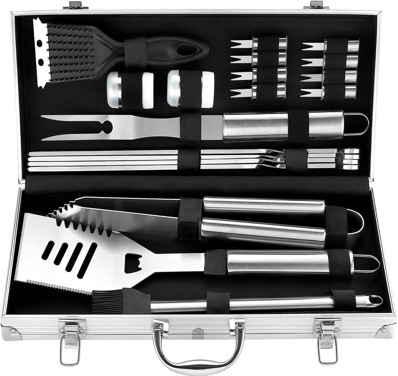 ROMANTICIST 20pcs Heavy Duty BBQ Grill Tool Set in Case - The Very Best Grill Gift for Father's Day and Christmas - Professional BBQ Accessories Set for Outdoor Cooking Camping Grilling Smoking
