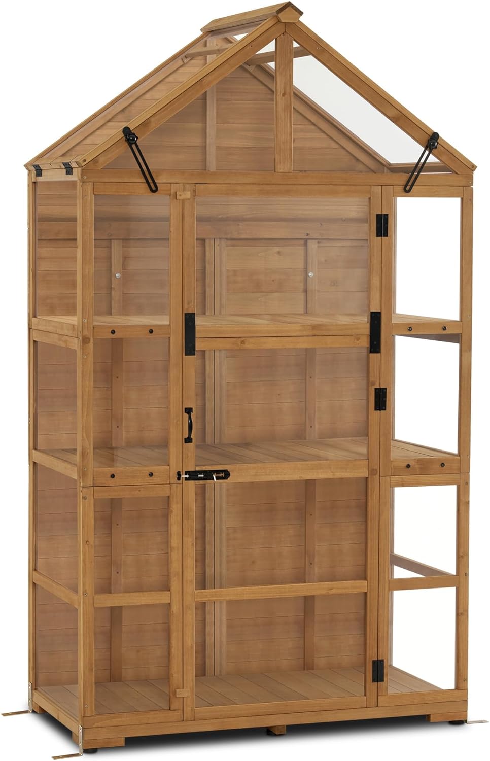 MCombo Wooden Greenhouse Outdoor with Openable Roof Vent and Adjustable Shelves, 0826 (Natural)