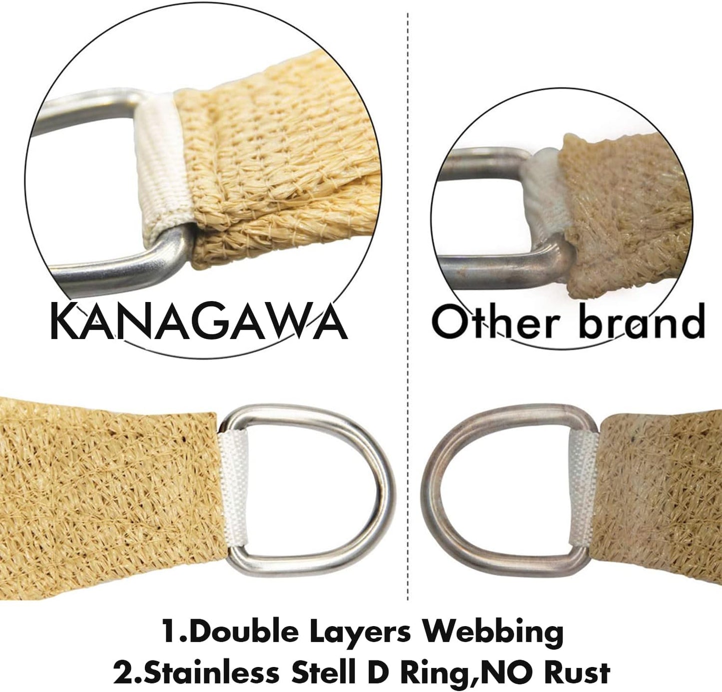 KANAGAWA 12'X12' Sand Custom Size Sun Shade Sail Square UV Block Canopy Cover for Patio Backyard Lawn Garden Outdoor (Customized Available)