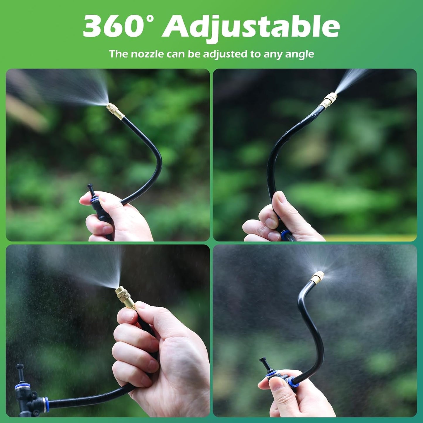 Drip Irrigation System 66 FT with 20 Nozzles, 360° Adjustable Bendable Garden Watering Misting System for Greenhouse, Yard, Lawn, Plant, Garden, 0.3 inch Hose