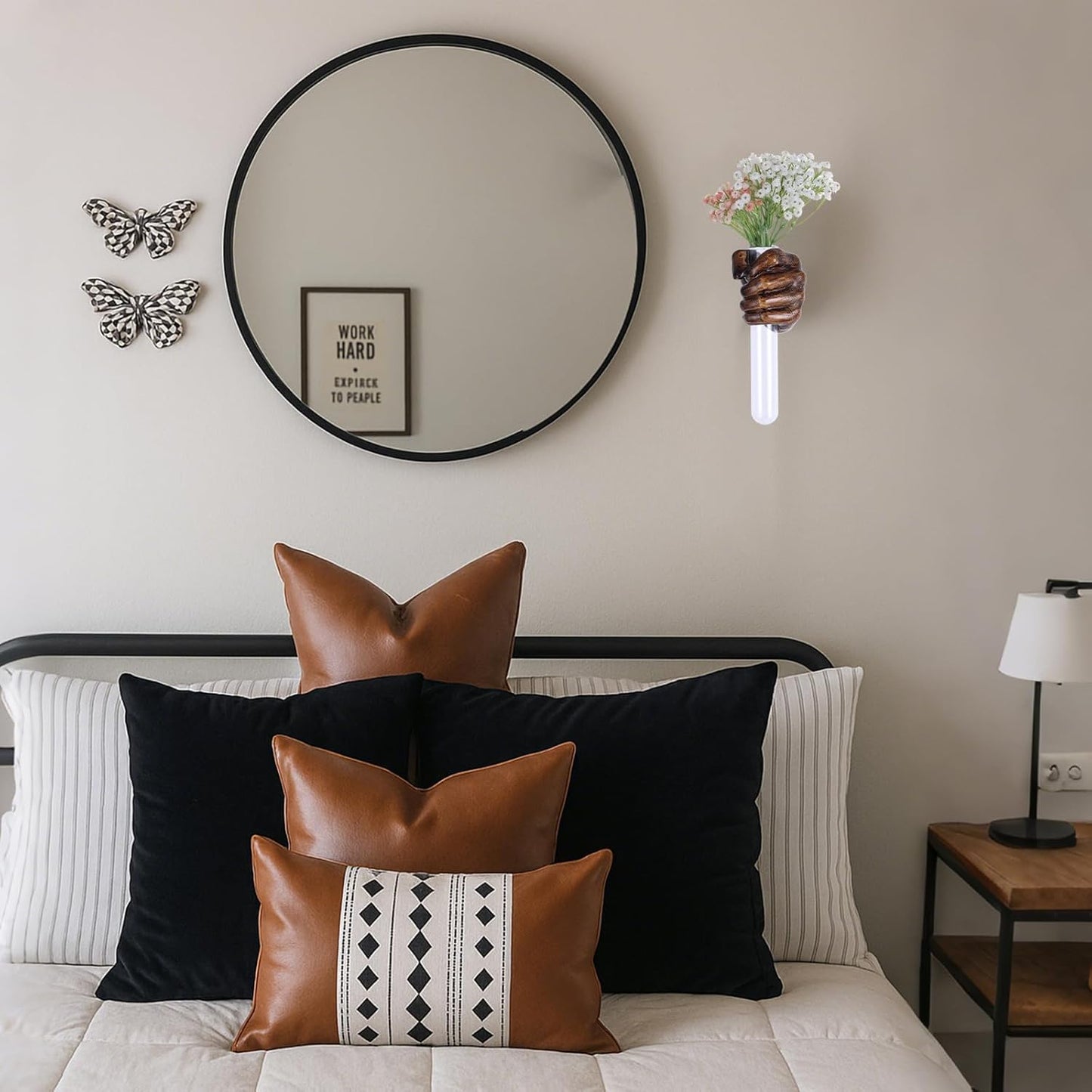 Vintage Wall Sculptures, Hand Vases Home Decor, Wall Mount Art Sculpture, Unique Wall Art Statue, Funky Flower Vase Decorations, Modern Eclectic Hanging Decor,Glass Test Tube Vase