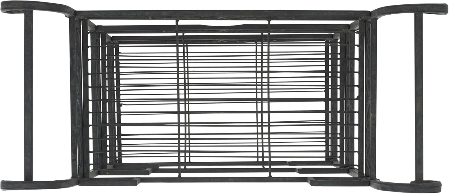 SAFAVIEH Outdoor Collection Noreen Victorian Scroll Antique Black Iron 3-Tier Shelf