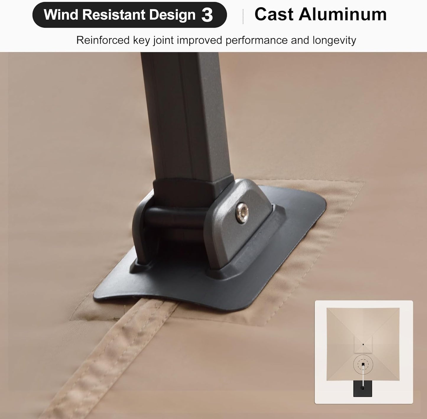 PURPLE LEAF 9' X 12' Patio Umbrella with Base Outdoor Rectangle Umbrella Large Cantilever Umbrella Heavy Duty Outdoor Market Umbrella for Garden Deck Backyard Pool Taupe