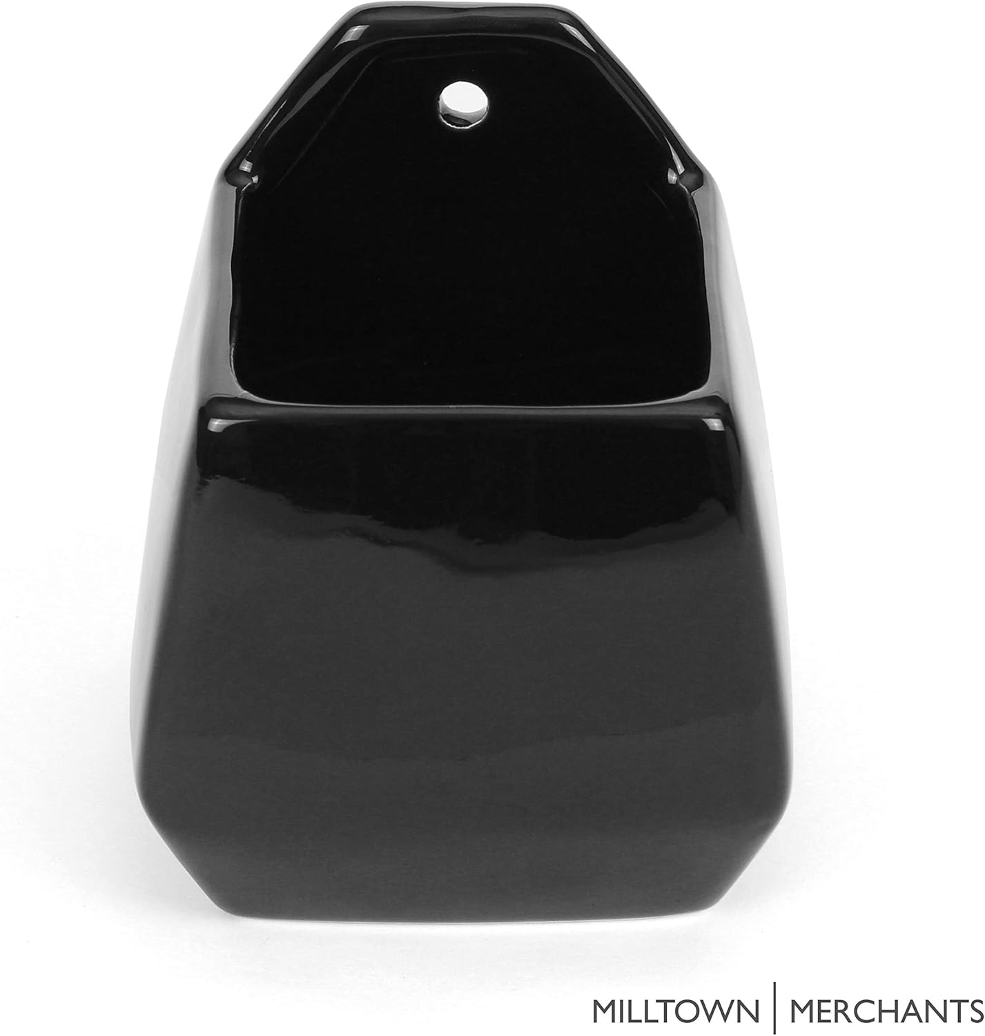 Milltown Merchants Succulent Wall Planter - Wall Vase - Black Ceramic Wall Mounted Planter - Succulent Plant Pot - Hanging Vase for Living Wall (1 Pack/Contemporary/Black)