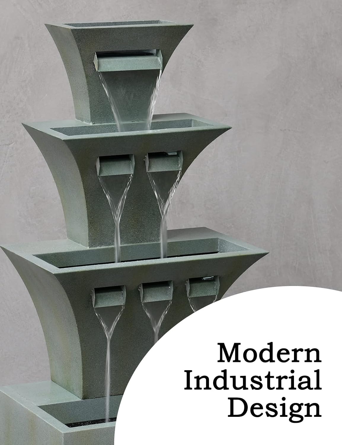 Outdoor Fountains and Waterfalls Multi-Tier Modern Flooring-Standing Fountain for Garden Patio Backyard Porch Balcony Décor 39.3 Inch Tall, Green