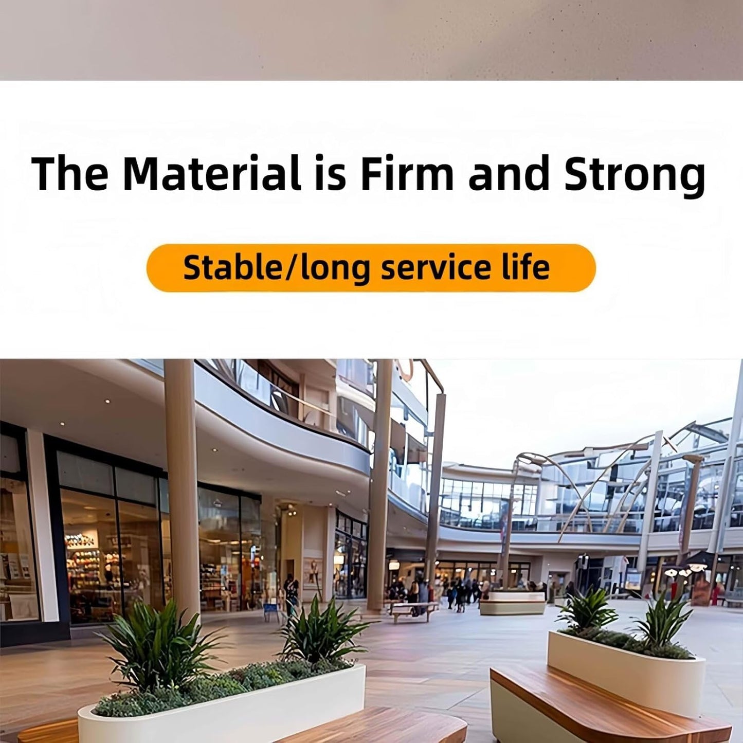 Outdoor Bench - Modern Outdoor Park Planter Bench Includes Luxurious and Simple Flower Box & Wooden Seating Area for Commercial Plaza,Food Court(62.99IN)