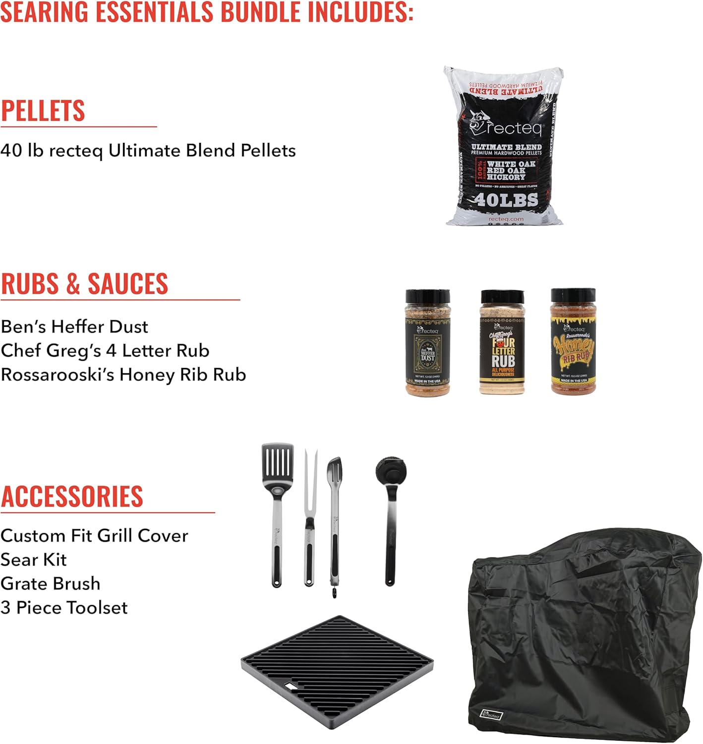 recteq Pellet Grill RT-B380X Bullseye Deluxe + Searing Essentials Bundle, WiFi Enabled Electric Pellet Smoker Grill, Wood Pellets, BBQ Outdoor, Smoke, Sear, and More