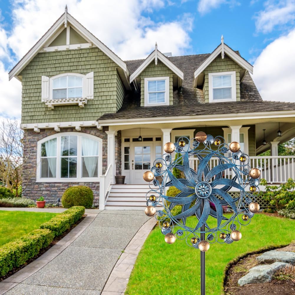 Stargarden Wind Spinner, Retro Wind Spinner Outdoor Metal Pinwheels, 63 * 13 Inch Kinetic Windmill for Yard and Garden Decor