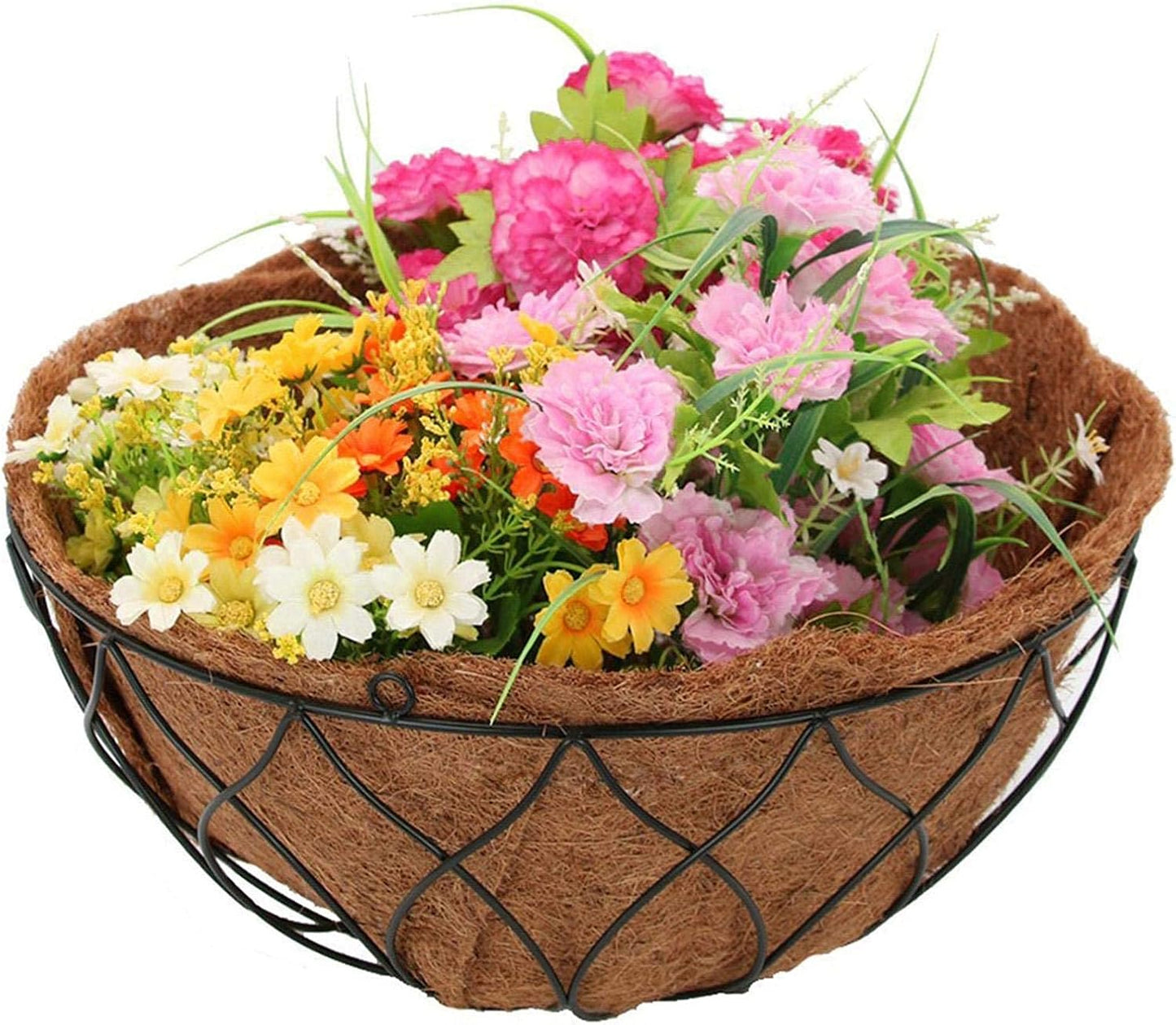 EROCK 2PCS Round Replacement Coco Liner for Hanging Basket - 24 inch Foldable Coco Pad for 16/14 / 12 inch Coconut Fiber Plant Basket Liner, Garden Planter Flower Pot (Round)