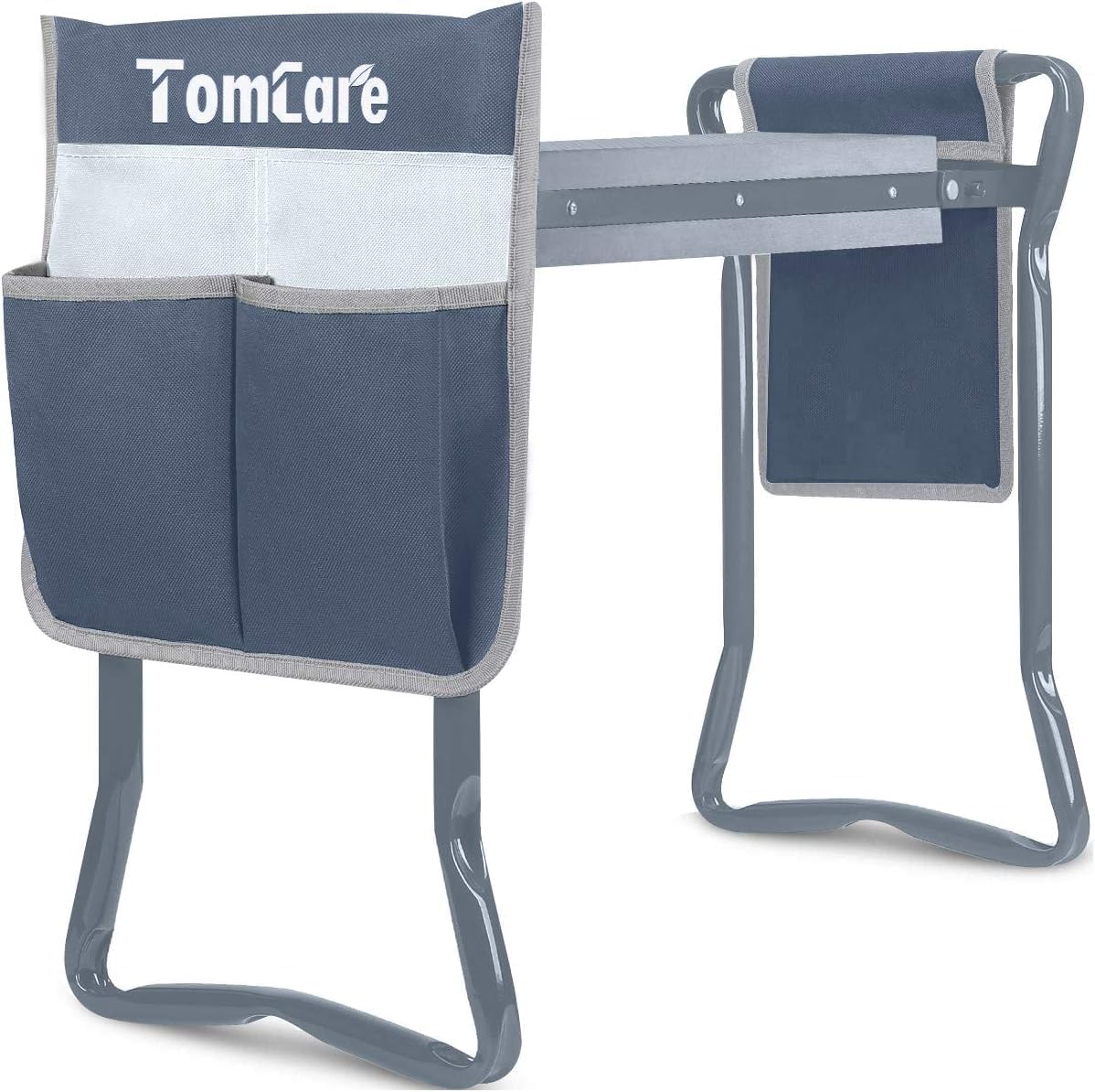 TomCare Garden Kneeler Seat Garden Bench Garden Stools Foldable Stool with Tool Bag Pouch EVA Foam Pad Outdoor Portable Kneeler Christmas Gardening Gifts for Women Men,Large 21.65"x10.62"x18.89",Grey