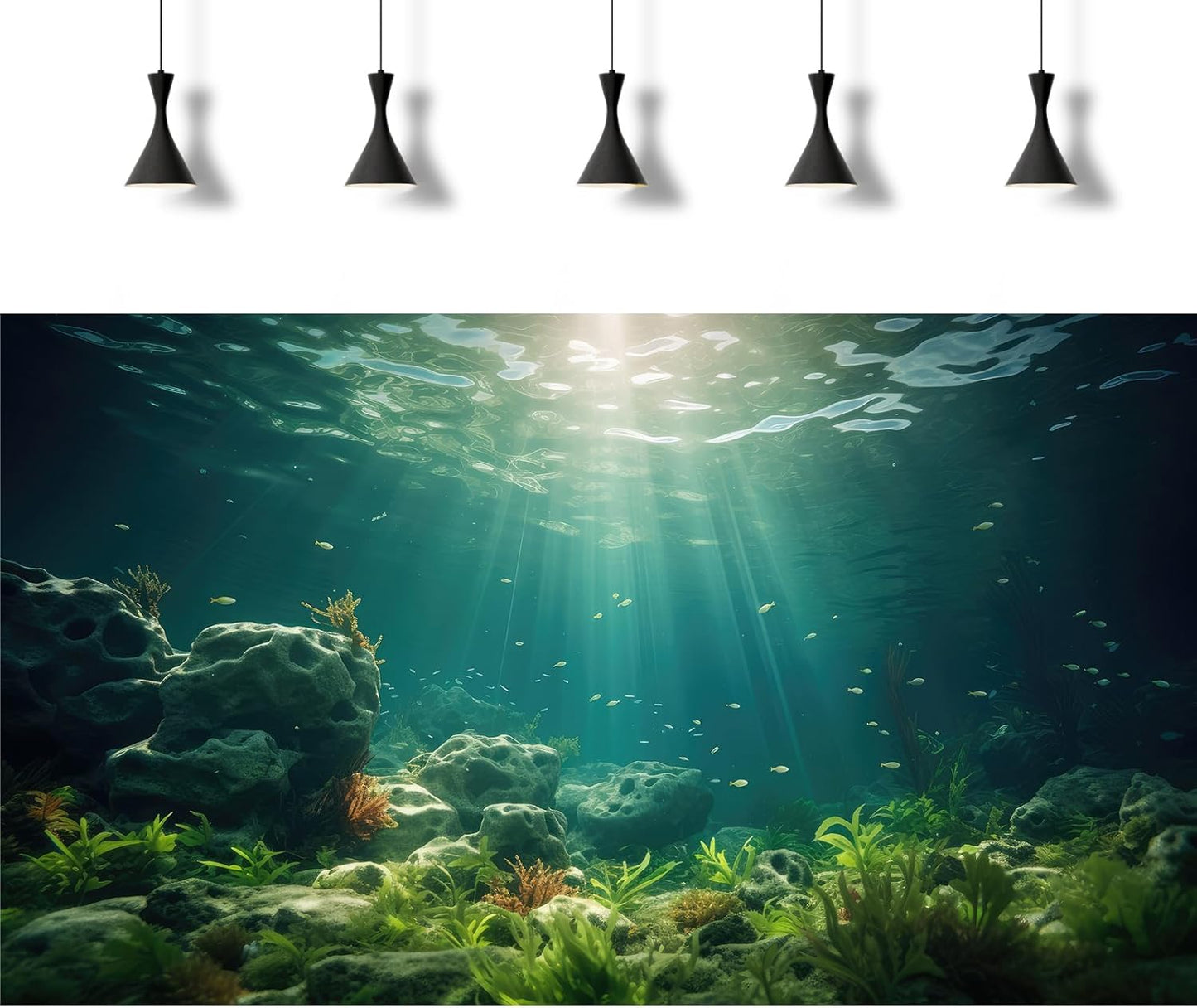 Under The Sea Aquarium Background Deep Sea Aquatic Plants Fish Tank Background Underwater Rock Sunray Terrarium Backgrounds Tropical Fish Deep Ocean Floor Fish Tank Backgrounds 72x16in