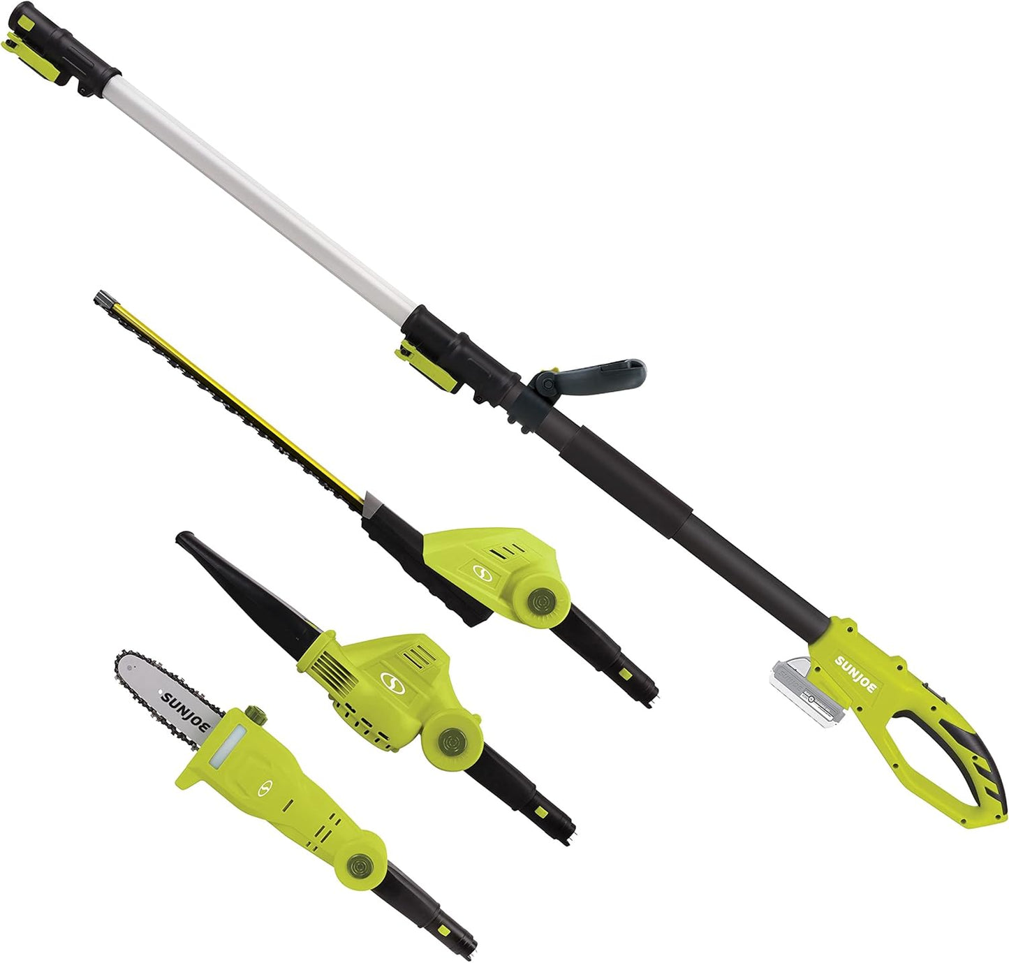 Sun Joe 24V-GTS4004-XT 24V IONMAX Blower,Hedge Trimmer & 8-in Pole Saw Kit w/2x24V 2.0-Ah Batt, Charger & Pole