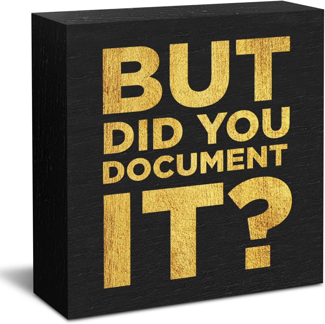 But Did You Document It Funny Office Decor Wooden Box Sign, Decorative Office Desk Decor Home Farmhouse Cubicle Accessories Table Shelf Plaque Sign, Office Decorations for Work, 5 x 5 Inches Black