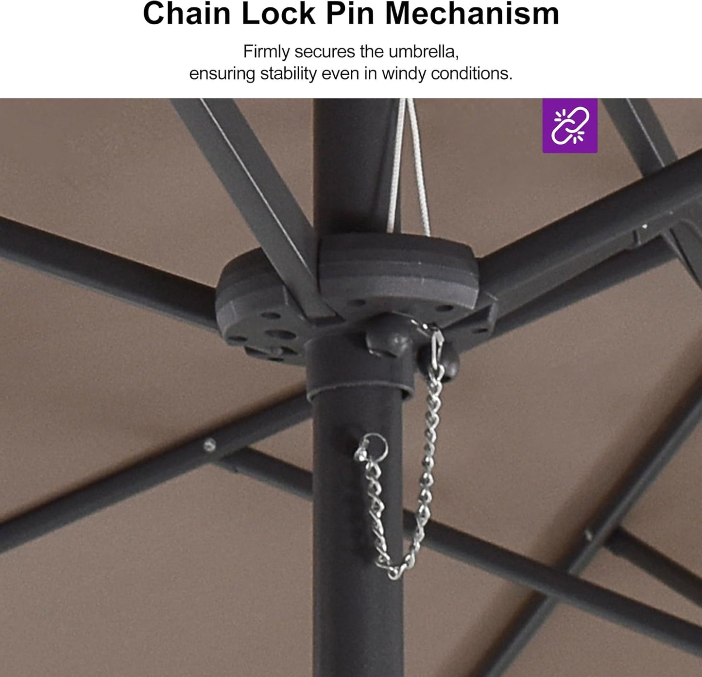 PURPLE LEAF 13ft Double-Sided Patio Umbrella with Base Included Market Rectangle Umbrella Outdoor Table Umbrella with Crank for Pool Garden Deck, Taupe