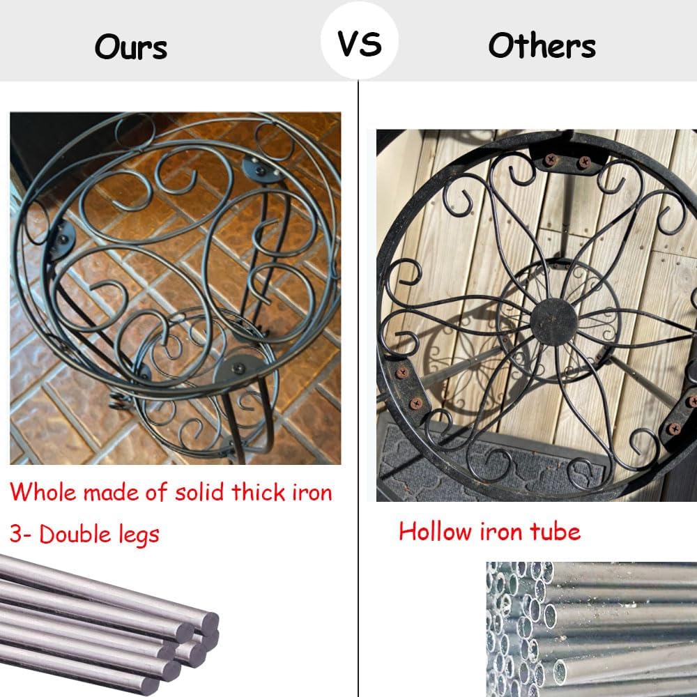 28.4 inches Tall Metal Plant Stand 11.8 Dia for Indoor or Outdoor use,2 Tier Heavy Duty Flower Pot Stand Rack 11.8 inches Diameter Holds Big Heavy Plants,Black (28.4 INCHES TALL)