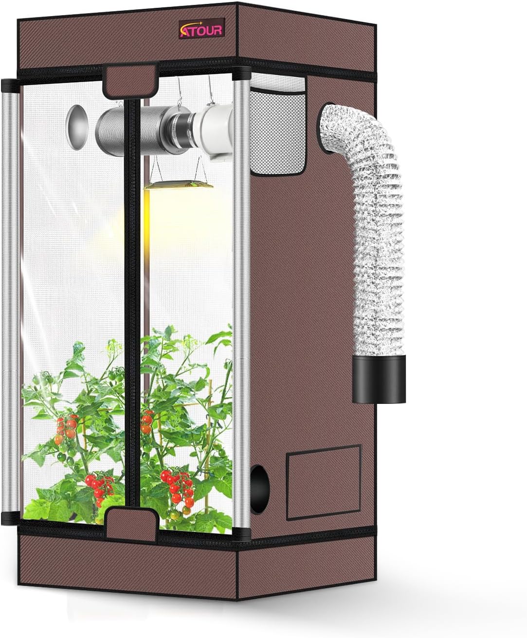 ATOUR 2x2 Grow Tent, 24"x24"x48''High Reflective Mylar 1680D Hydroponic Grow Tents, Waterproof Grow Tent with Double Cleart Observation Door and Floor Tray, for Indoor Plant Growing