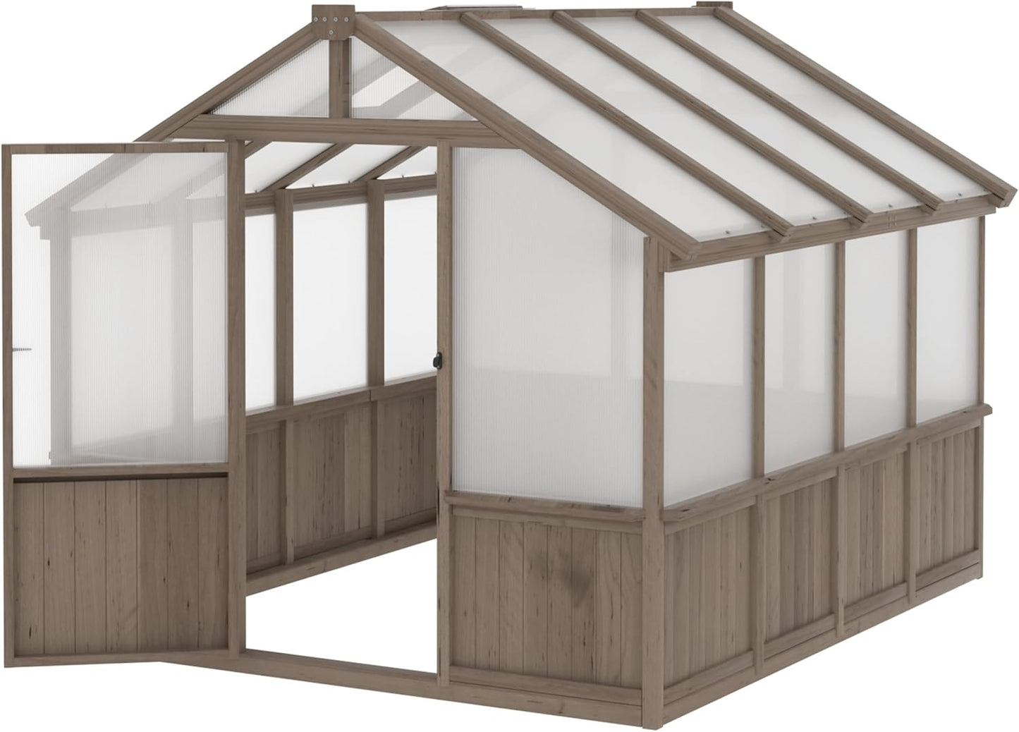 BlueWish 8x8 FT Greenhouses for Outdoors, Cedar Green House with 6MM Polycarbonate Panel, Greenhouse Kit with Adjustable Vent & Lockable Door, Walk-in Greenhouse for Outside, Garden, Backyard