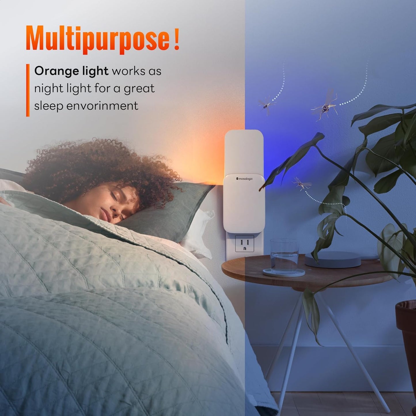 Mosalogic Fruit Fly Traps for Indoors Gnat Trap for House Indoor-600 Sqft Protection Area UV Fly Insect Trapper for Fruit Flies，Gnats，Mosquito，and Other Flying Insect Plug-in Bug Killer White 2Pack