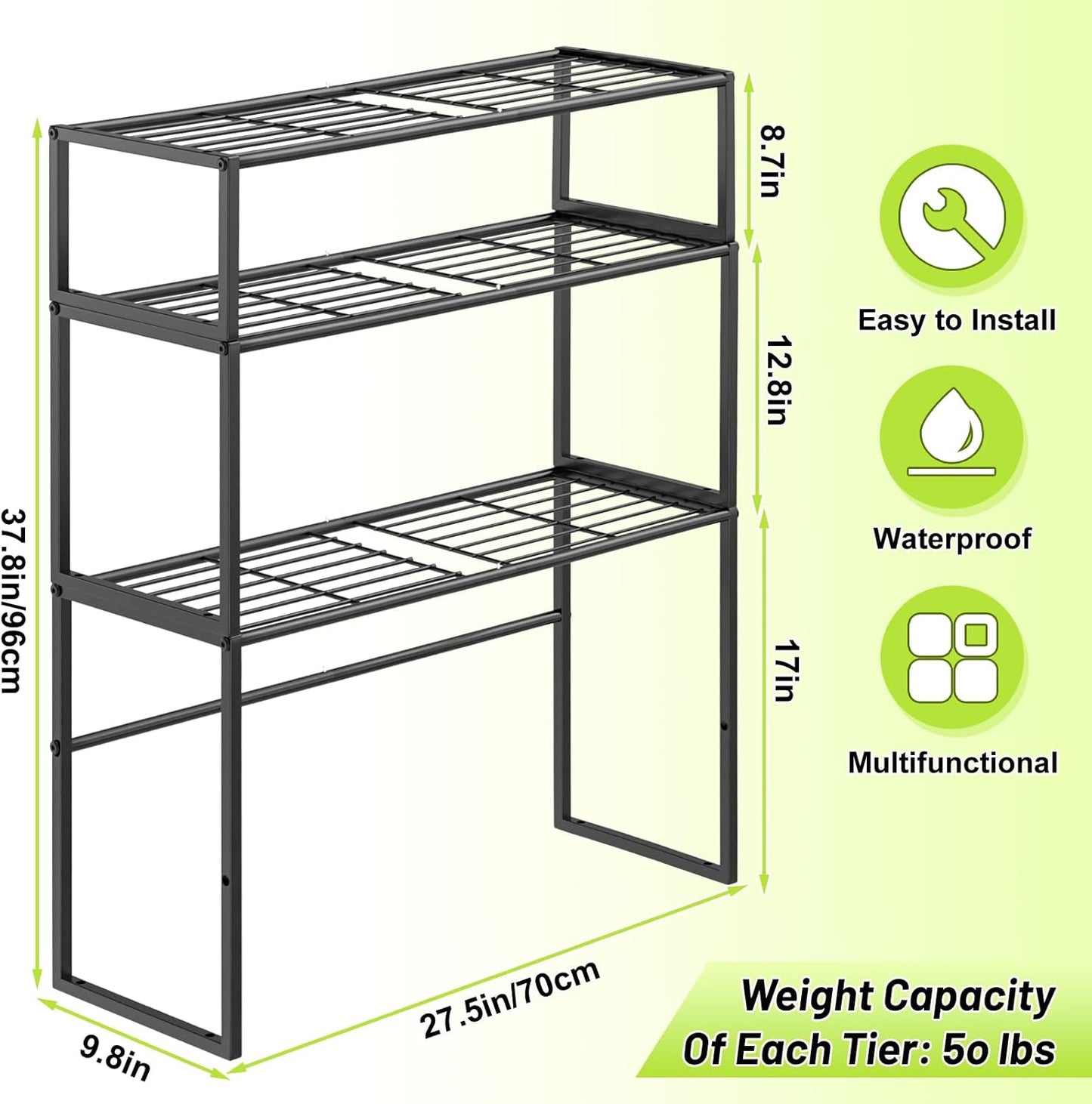Metal Plant Stand Indoor Outdoor, 3 Tier Potted Multiple Flower Pot Holder Rack Plant Shelf, Heavy Duty Planter Display Shelving for Patio Balcony Garden Living Room Decorative (Black-3 Tier)