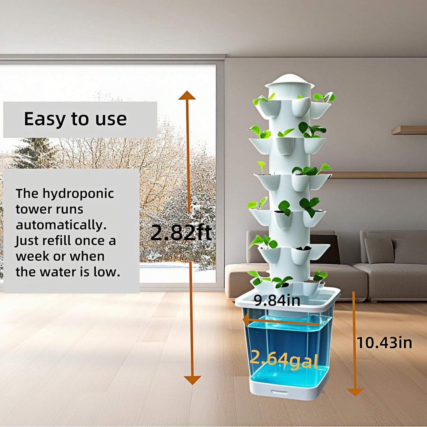 Hydroponic Growing System Kit - Indoor Smart Hydroponic Vertical Garden,Hydroponic Vegetable System,30 Pods,with Pump System and Automatic Timer, White