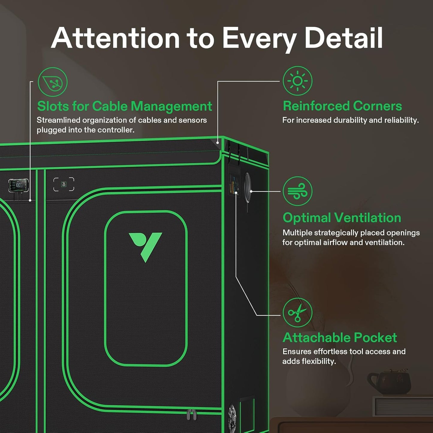 VIVOSUN P848 96"×48"×80" PRO Grow Tent, with Thick 1 inch Poles, Strengthened High Reflective Mylar Oxford Fabric, Extra Hanging Bars & High CFM Kit for Hydroponics Indoor Plant for AeroLight A200SE×4