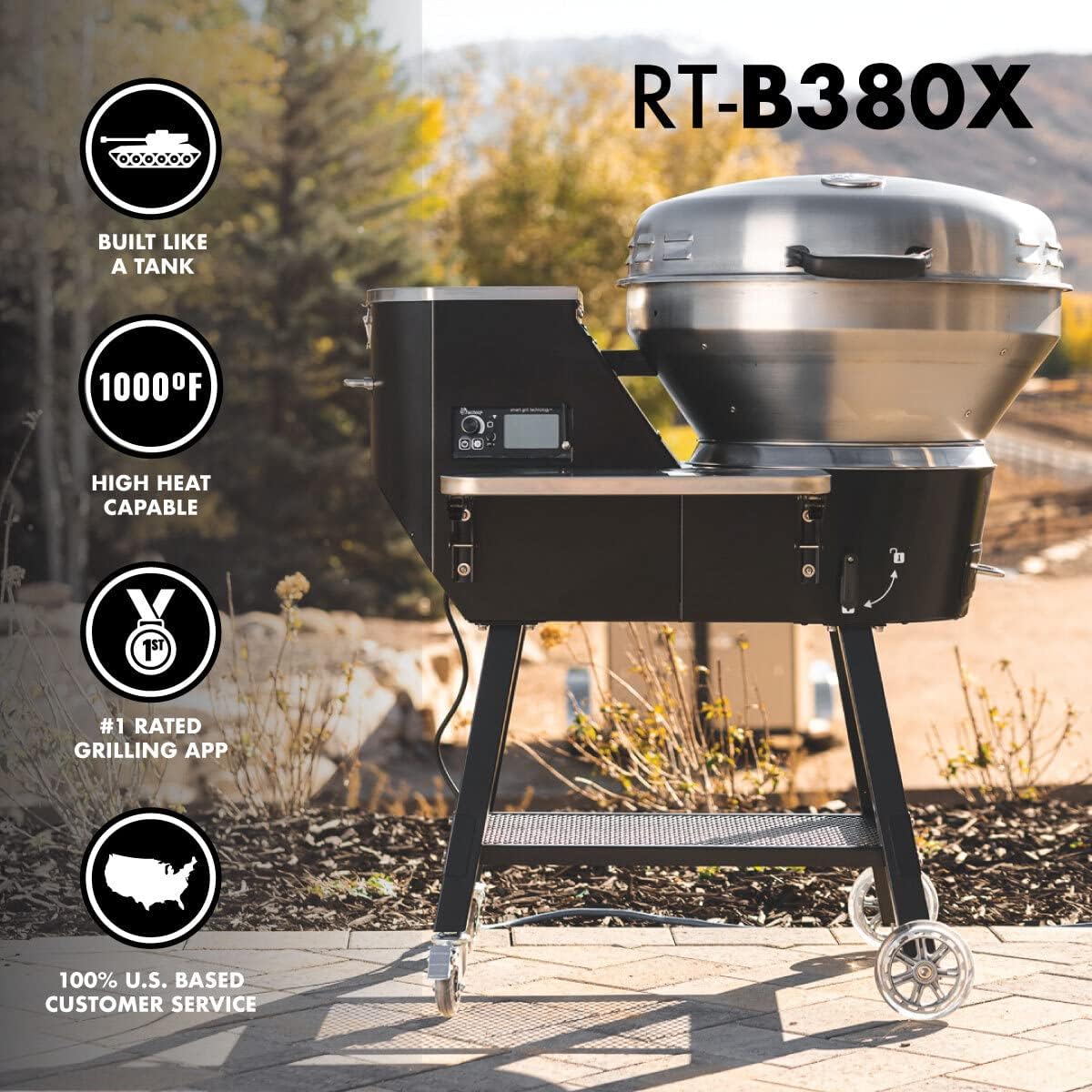 recteq Pellet Grill RT-B380X Bullseye Deluxe + Searing Essentials Bundle, WiFi Enabled Electric Pellet Smoker Grill, Wood Pellets, BBQ Outdoor, Smoke, Sear, and More