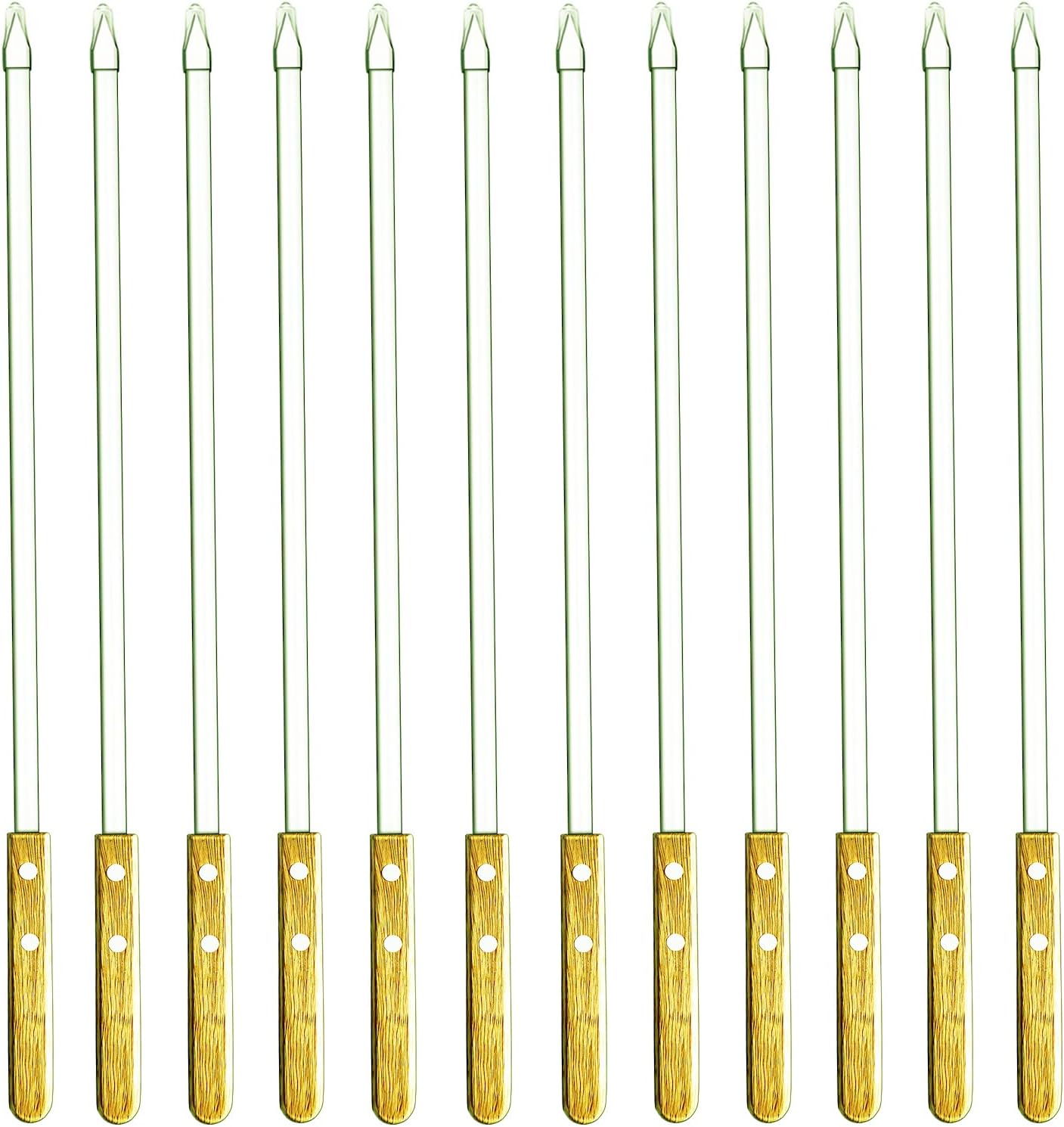 23.5 Inch Extra Long Large Kabob Skewers,12pcs Flat Wide Stainless Steel BBQ Skewer,Reusable Barbecue Stick for Grilling,Metal Heavy Duty Thick Kebab with Wooden Handle with Bag.