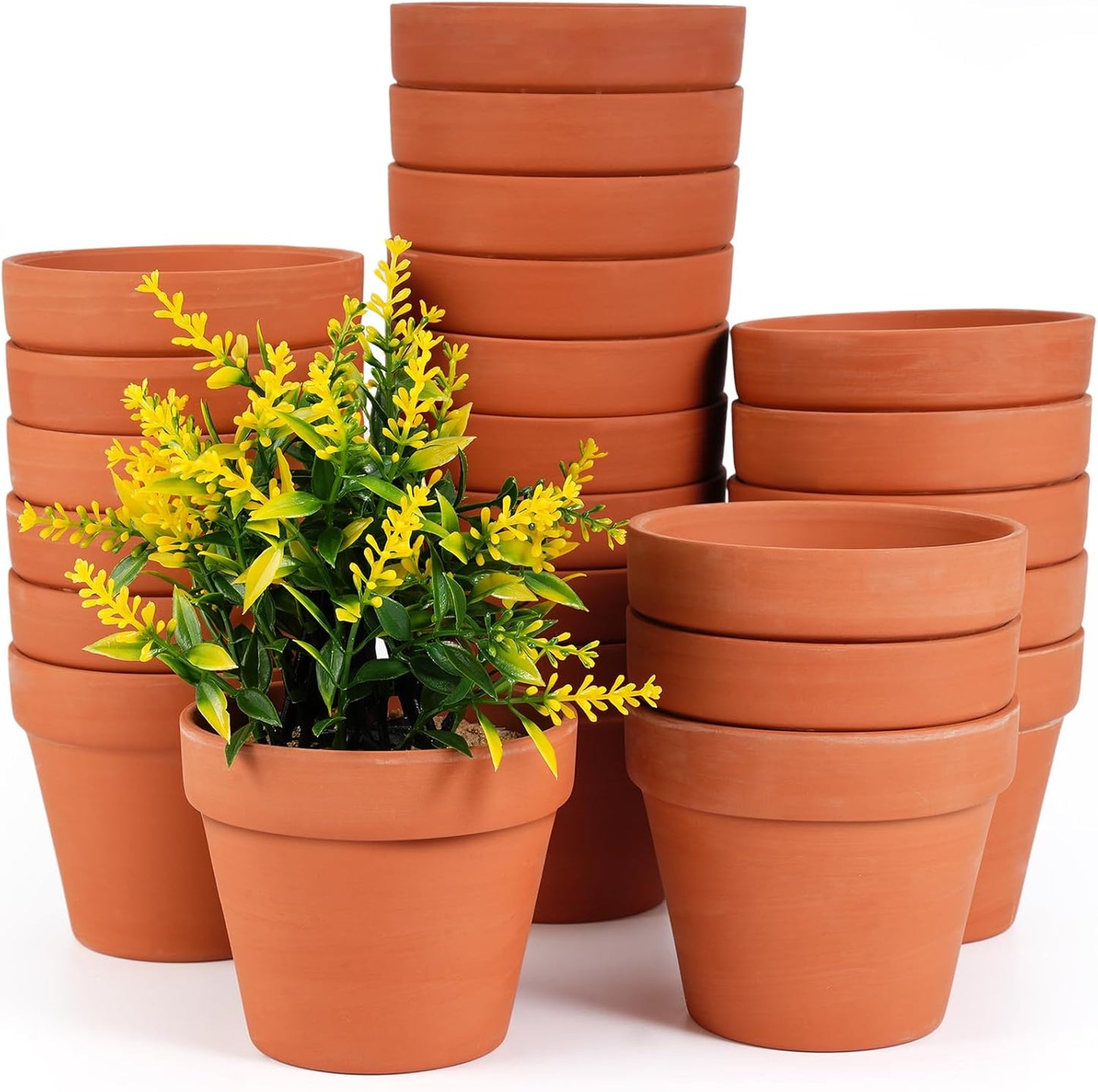 Hsei 24 Pcs 4 Inch Terracotta Pots Flower Pot with Drainage Hole Small Clay Pots for Plants Succulent Indoor Outdoor DIY Crafts Wedding Favor