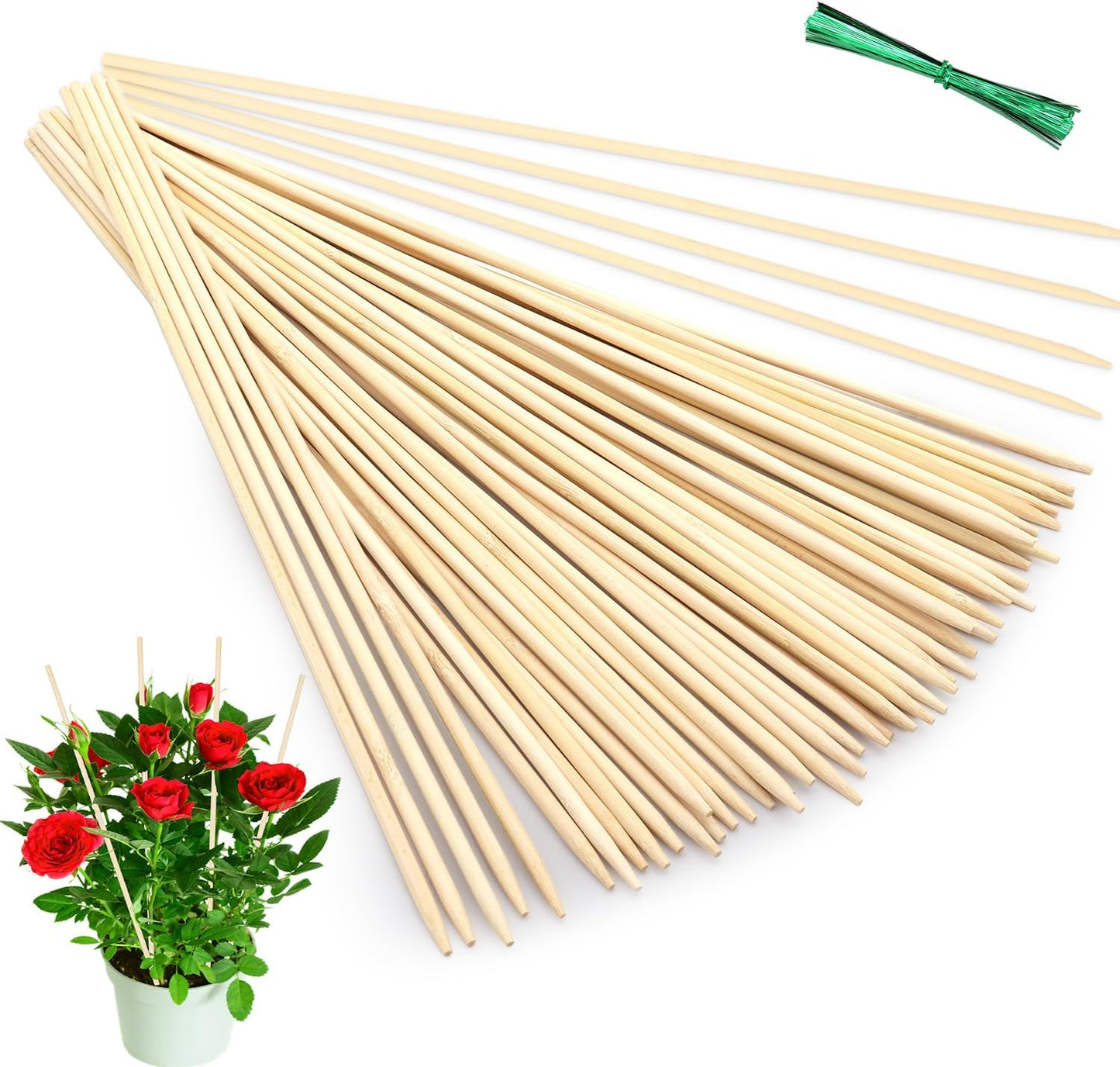 50Pcs Plant Stakes Natural Bamboo Sticks Support for Indoor and Outdoor Plants,18 Inch Sturdy Garden Stakes Wooden Gardening Floral Potted Plant,Flowers,Crafts Stick
