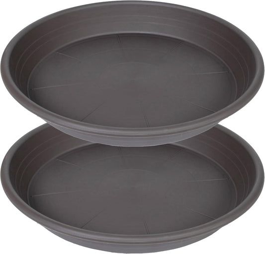 2 Pack of 19 inch Plant Saucer, Large Plant Tray, Heavy Sturdy Plant Drainage Tray for Indoors, Bird Bath Bowls, Sturdy 18 inch Plastic Pot Tray for Planter (Brown)
