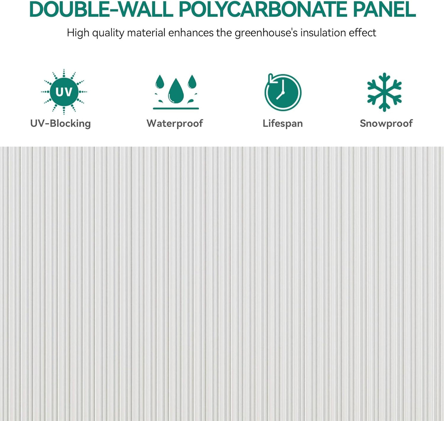 YITAHOME 10x12FT Polycarbonate Greenhouse for Outdoors, Large Heavy Duty Aluminum Greenhouses with Sliding Doors and Vent Window, Walk-in Greenhouse for Garden Backyard, Simple Setup, Silver