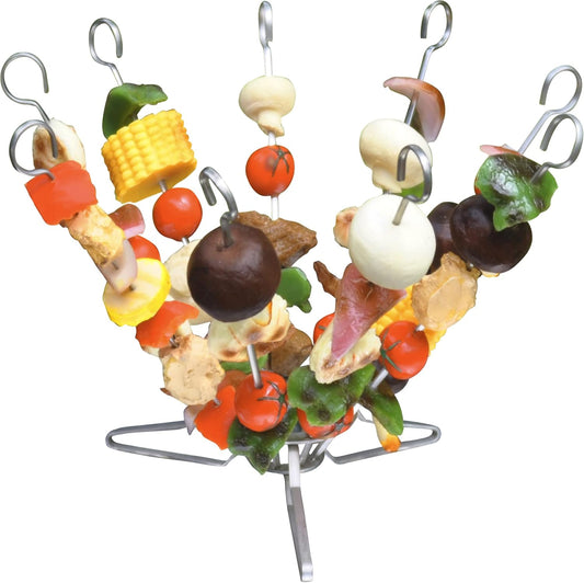 O-Yaki Flat Metal Kabob Skewer for Grilling – Set of 9 BBQ Skewers Stainless Steel with Storage Bag, Dishwasher Safe Skewers with Hook Handle & Sharp Tip for Outdoor BBQ, Cookouts & Oven Use – 9 Inch