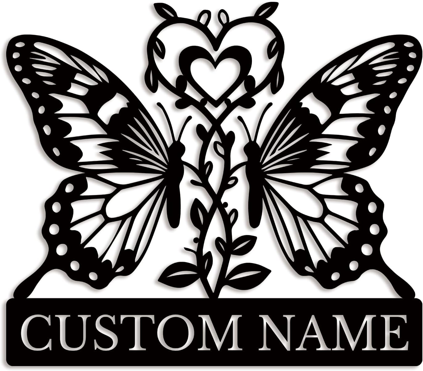 Custom Butterfly Metal Sign,Personalized Butterfly House Number Signs,Personalized Gardener Name Sign,Garden Patio Wall Decor (Style-6)